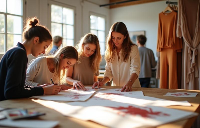 Equipo de diseño VitalModa colaborando en el estudio de Madrid